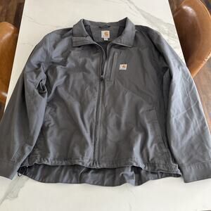 Carhartt Gray Duck Canvas Jacket Mens Size 2XL Lined Full Zip Work Coat EUC